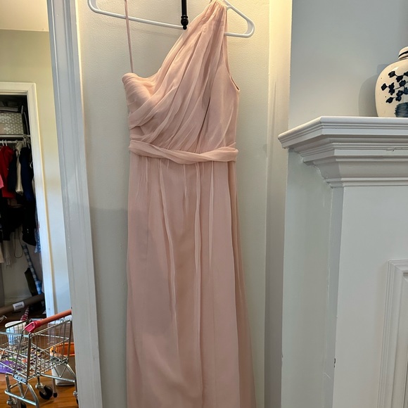 Amsale one shoulder Bridesmaids Blush sz 4 - Picture 1 of 2